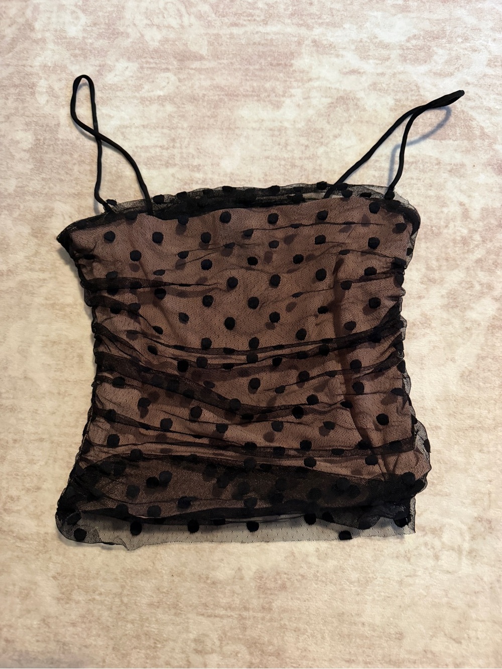 MAJORELLE Black Polka Dot Sheer Layered Cami